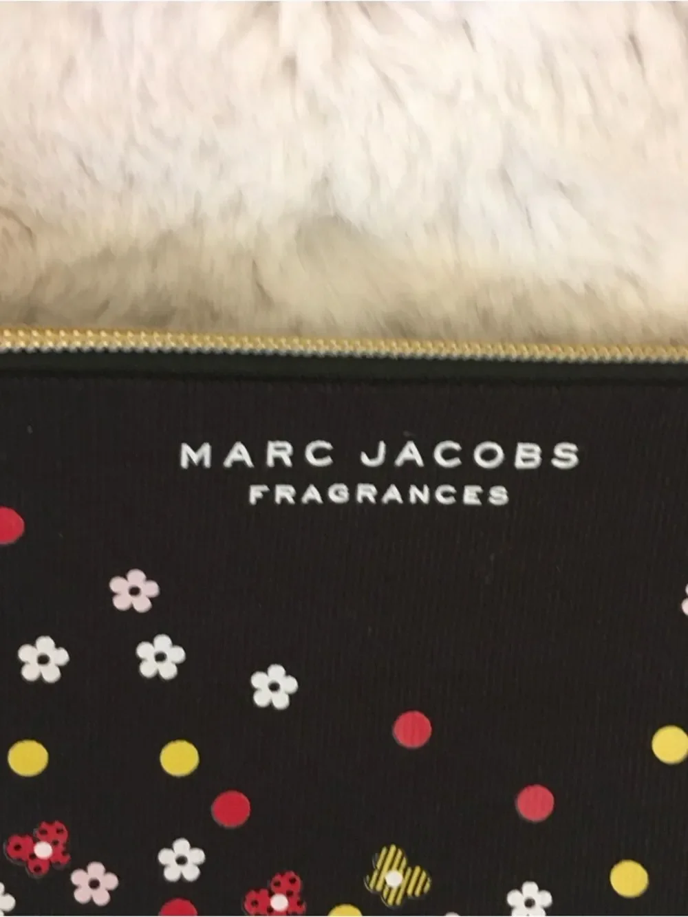 NEW Marc Jacobs Fragrances Black Multicolor Floral Makeup Cosmetics Bag,